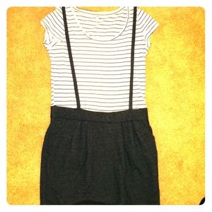Striped forever 21 dress w suspenders.