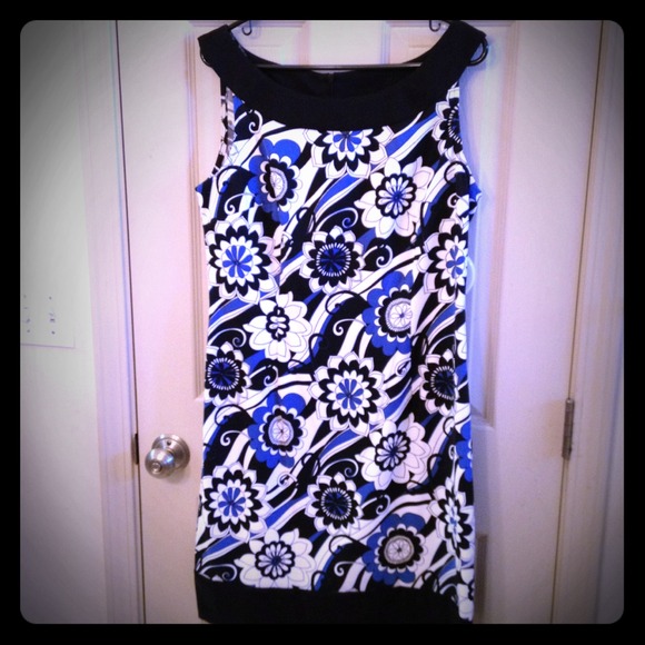 @@@ RESERVED Bold blue and black floral dress