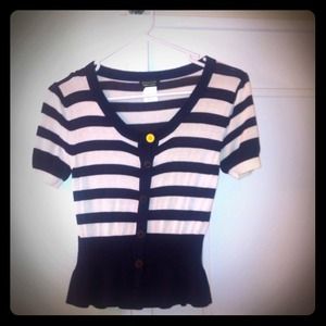 Navy/white striped Sonia Rykiel Cardigan sweater