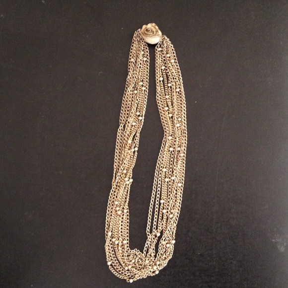 Vintage Muted Gold Necklace with Rose Clasp