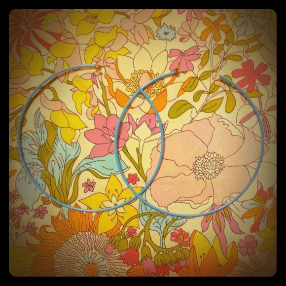 Giant thin pastel hoops- blue