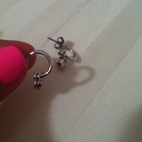 Diamond Hoop drop earrings- reduced - Picture 2 of 4