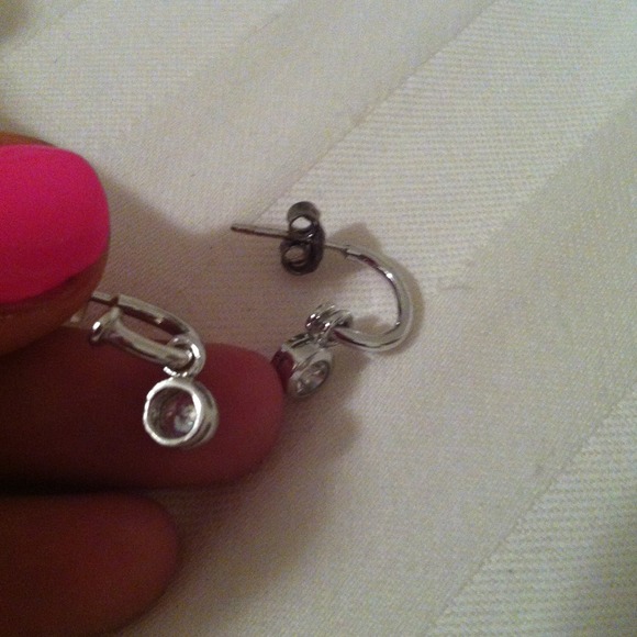 Diamond Hoop drop earrings- reduced - Picture 4 of 4