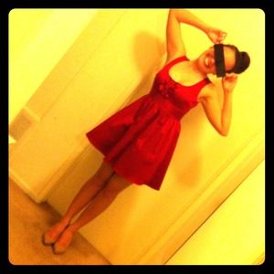 Forever 21 Red A-line dress with tuxedo detail