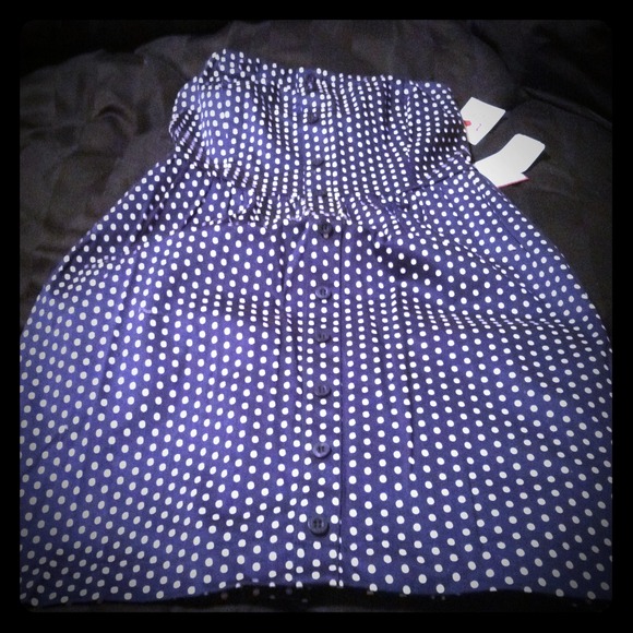 Polka dot strapless  dress. New with tags