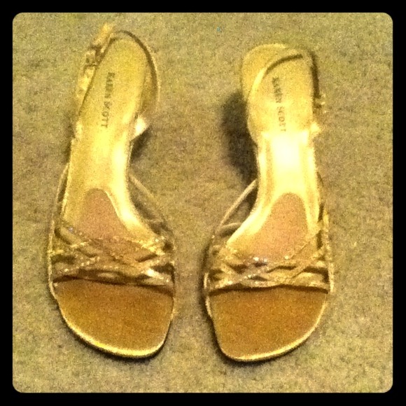 Gold sparkly heels