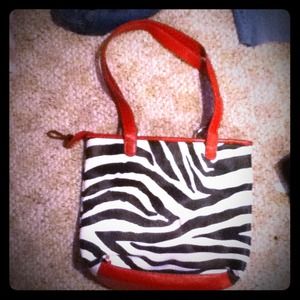 Zebra purse,jean purse,black necktie top,shorts