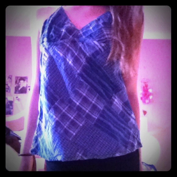 blue plaid  tank top