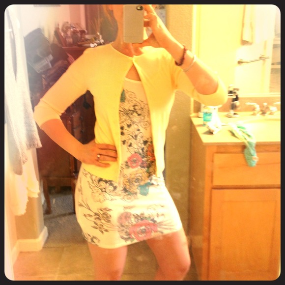 Print dress with cardigan