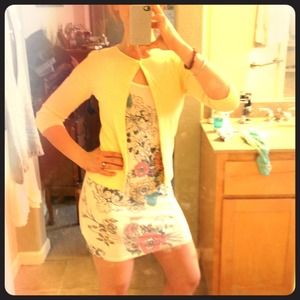 Print dress with cardigan