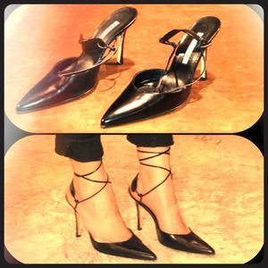 Super sexy Manolo Blahnik cross cross tie heels.
