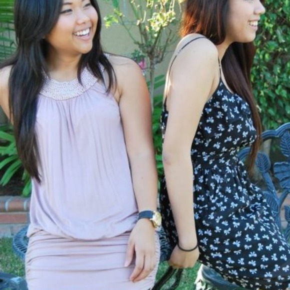 Beaded halter dress.