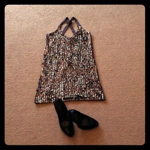 MNG pewter sequin dress