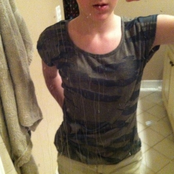 thin shirt army green-grey colored