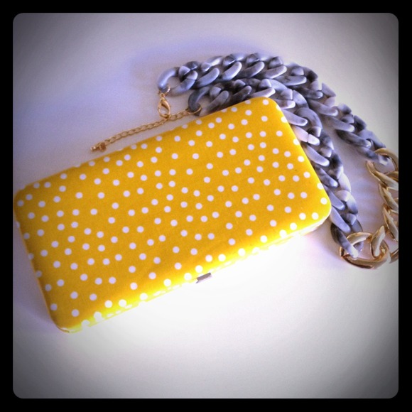 Yellow polka dot wallet / clutch