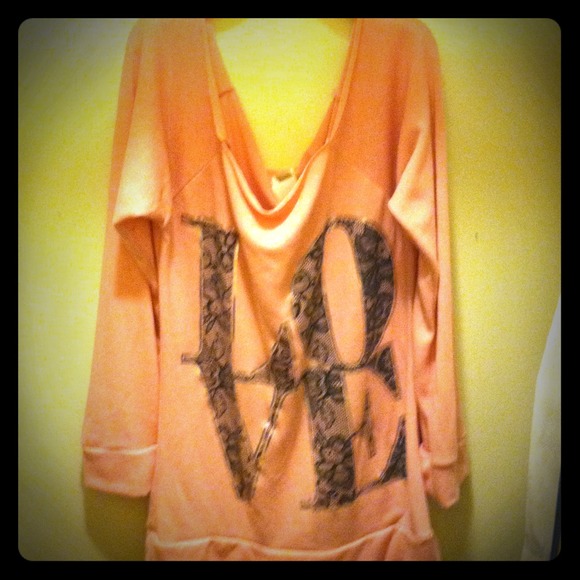🌟SOLD🌟 Pink LOVE shirt hangs on one shoulder