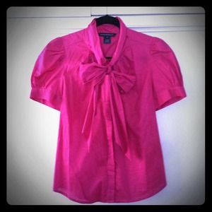 Raspberry French Connection tie-neck blouse