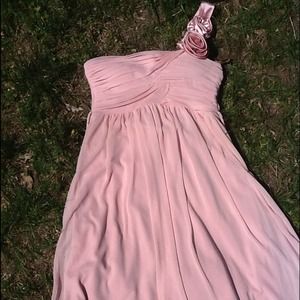 Blush chiffon one-shoulder dress