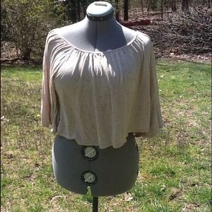 END OF SUMMER SALE-Cream butterfly sleeve crop-top