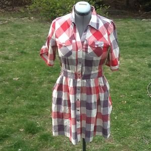 Checked button up dress