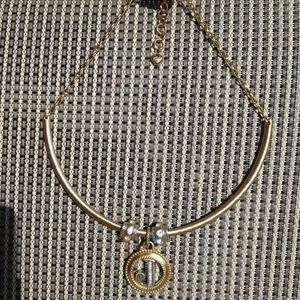 Brighton "J" gold rhinestone necklace with charms!