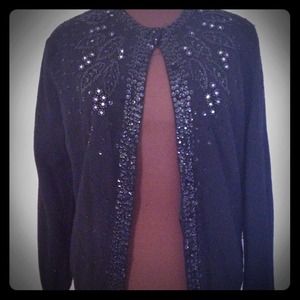 Vintage beaded and rhinestone cardigan sweater L