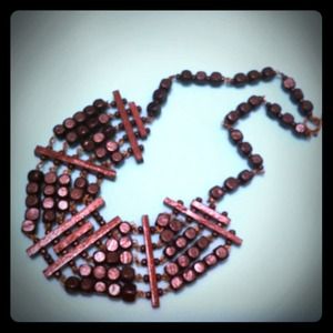 Abacus wooden beads statement necklace