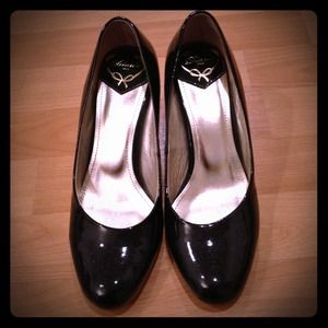 Patent leather wedges