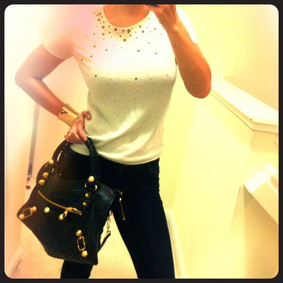 RESERVED @tiffanycf - Gold collar embellished top