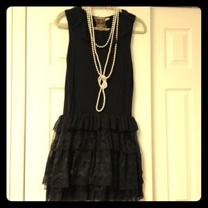 Lace flapper inspired black dress