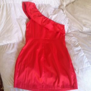 Satin, one shoulder dress