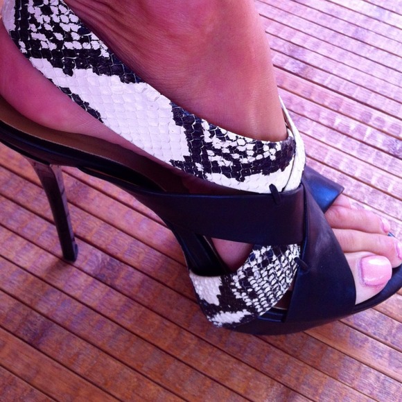 L.A.M.B. Shoes - L.A.M.B black&python sky high platform heels L.A.M.B. Shoes - L.A.M.B black&python sky high platform heels