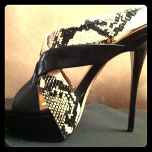 L.A.M.B. Shoes - L.A.M.B black&python sky high platform heels L.A.M.B. Shoes - L.A.M.B black&python sky high platform heels