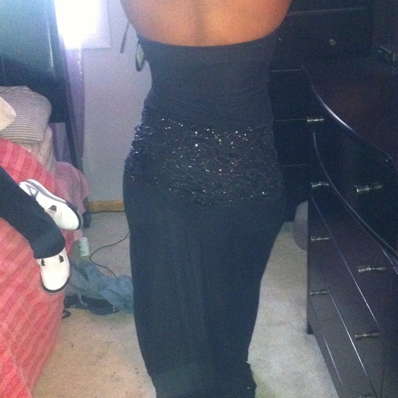 Black Evening Gown with black sequin - Picture 2 of 4