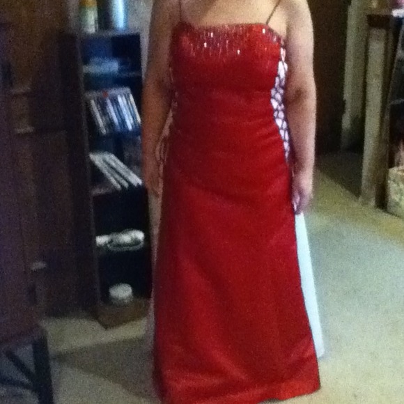 REDUCED!!!-Long satin formal - Picture 1 of 4
