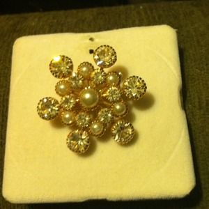 Vintage Rhinestone Snowflake Pin
