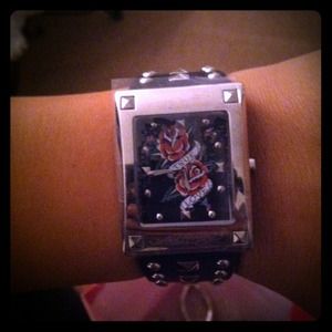 Reserve!! Ed hardy studded watch