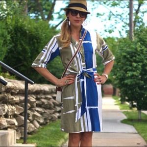 Vintage Dresses - Vintage Painted Pattern Shirtdress Vintage Dresses - Vintage Painted Pattern Shirtdress