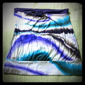 Purple, brown, white, and green tube top!