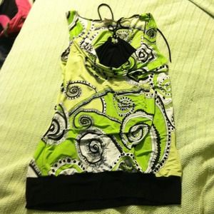 Green, white, black top