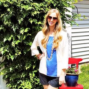 Zara Tops - Zara color blocked bright blue and cream blouse Zara Tops - Zara color blocked bright blue and cream blouse