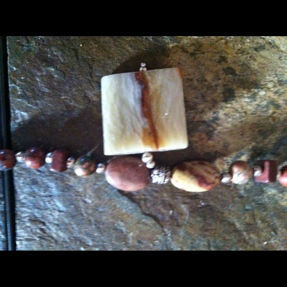 Necklace and earring combo, semi-precious stone