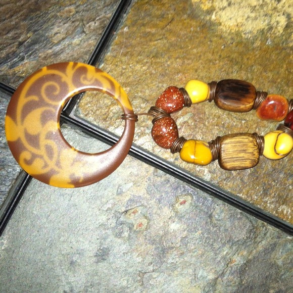 Necklace...handmade wood and semi-precious stone!