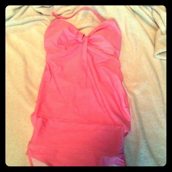 Pink polka dot retro bathing suit