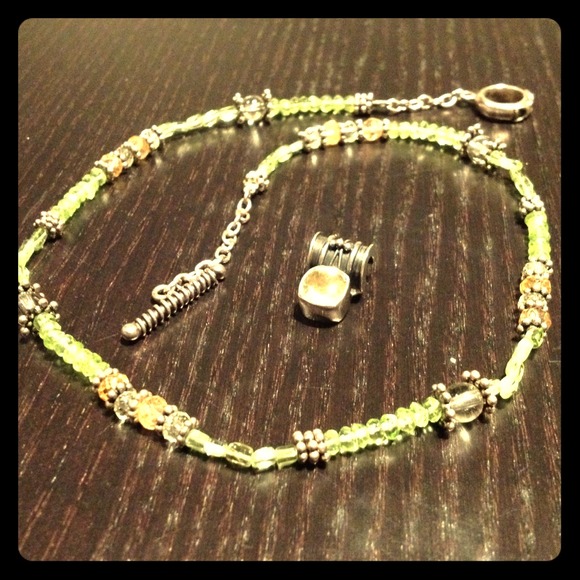 Lemon and Lime necklace, sterling slider.