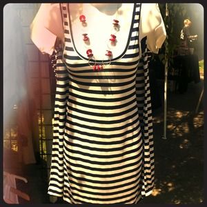 Navy and White Striped Dress