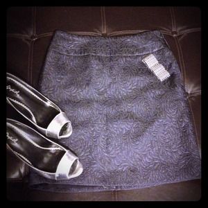 Ann Taylor Loft Black Pattern Pencil Skirt