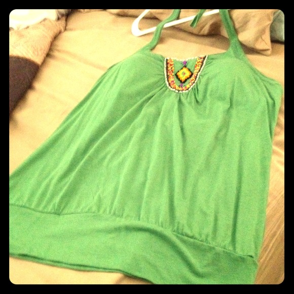 Beautiful beaded halter top! Boho style XL