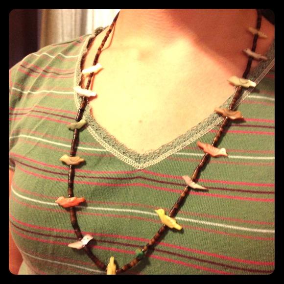 Gem Stone bird necklace
