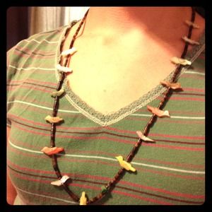 Gem Stone bird necklace